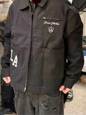Peace Collective Men’s Black Lightweight Zip Shirt Jacket